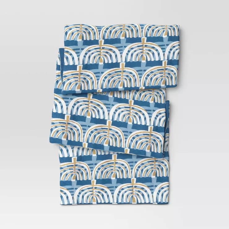 14" x 72" Cotton Metallic Printed Menorah Table Runner - Threshold™ | Target