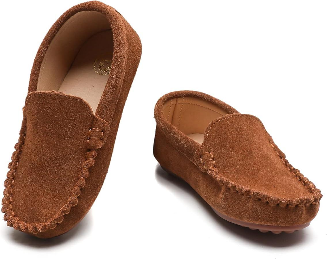 DADAWEN Toddler Little Kid Boys Girls Soft Suede Leather Slip On Flat Boat Dress Shoes Wedding Ch... | Amazon (US)