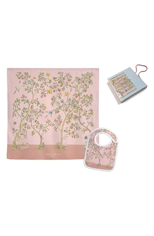 ATELIER CHOUX In Bloom Pink Bib & Swaddle Set at Nordstrom | Nordstrom