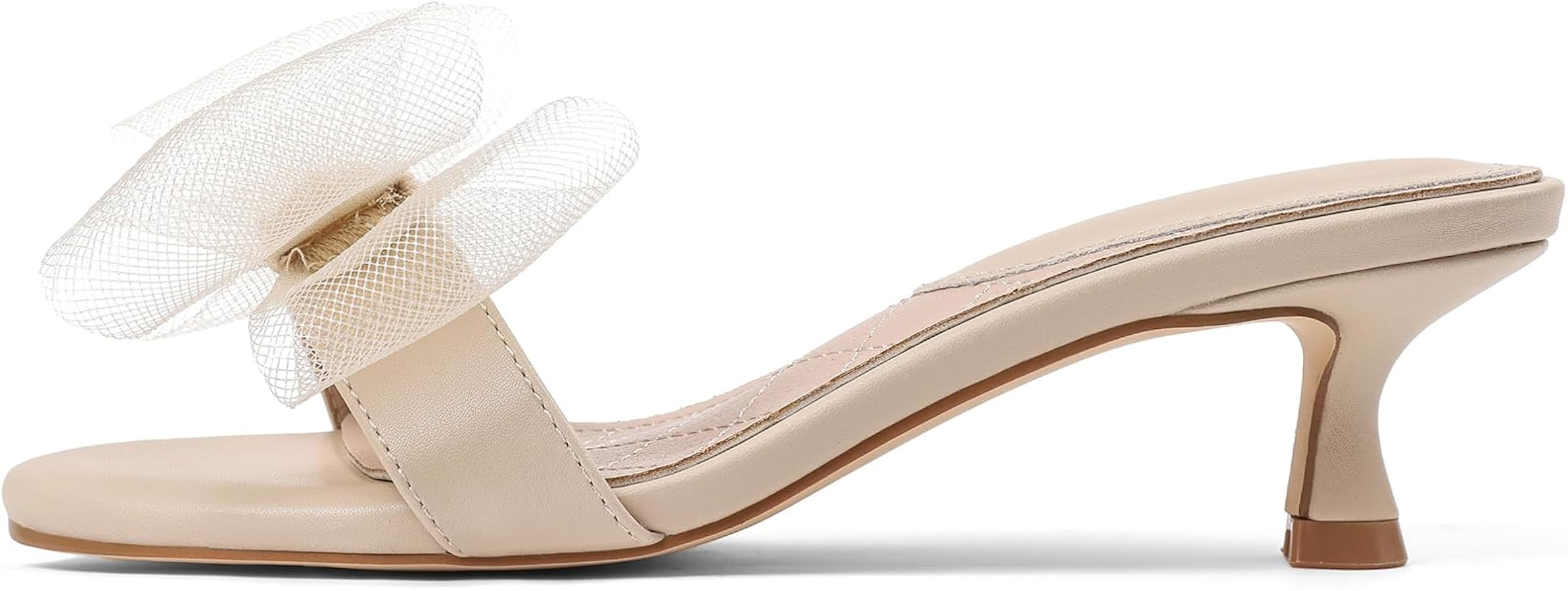 Kitten Heels for Women Open Round Toe Low Heels Sexy Vintage Mules with Bow Slip On Backless Heel... | Amazon (US)