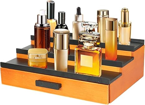 SOOKU Wooden Cologne Organizer for Men Women,3 Tier of Elevated Perfume Stand with Drawer Storage... | Amazon (US)