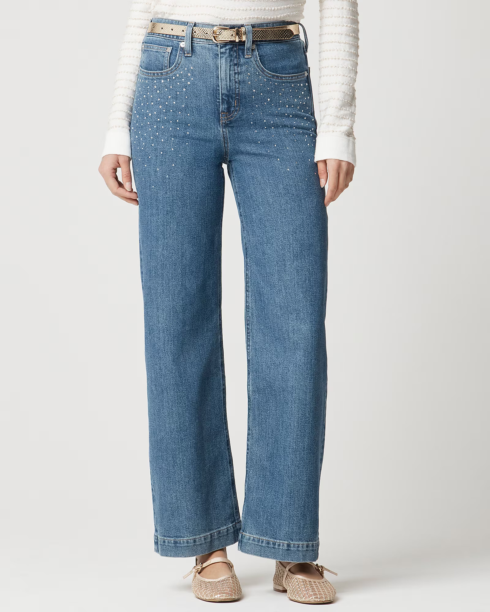 Embellished classic wide-leg jean in all-day stretch | J.Crew Factory
