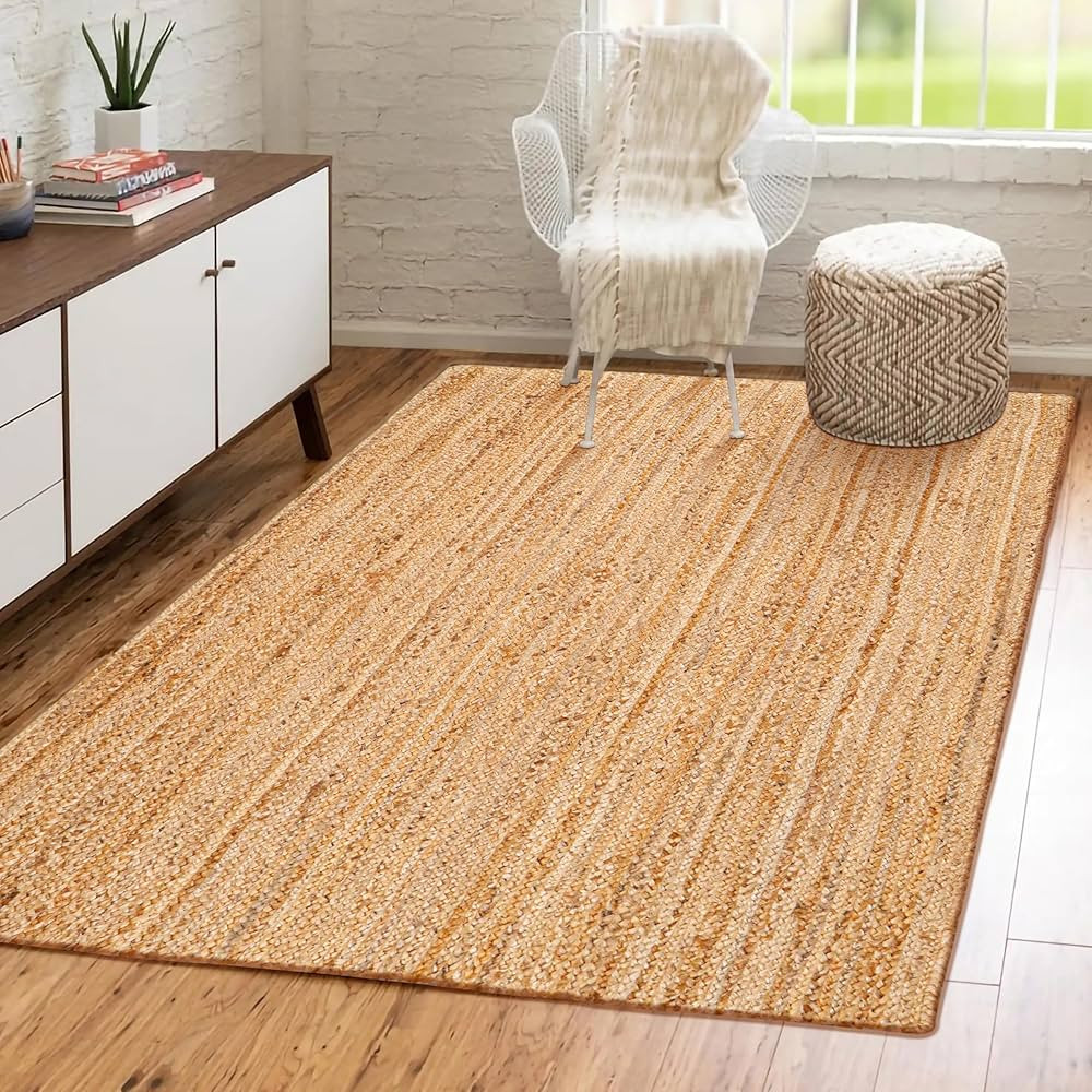 Hausattire Hand Woven Jute Braided Rug, 4'x6' – Natural, Reversible Boho Entry Area Rugs for Kitchen, Living Room I Farmhouse Indoor Outdoor Decorative Floor Rug, 48x72 Inches | Amazon (US)