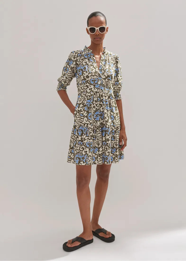 Batik Floral Print Short Slub Dress | ME+EM US