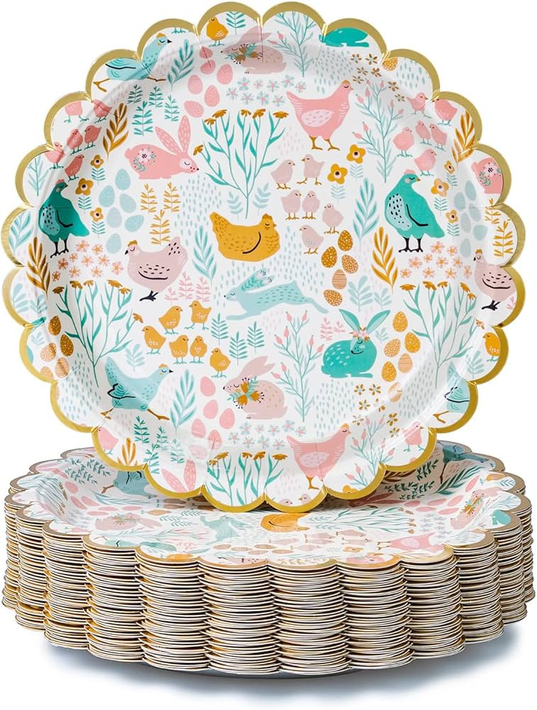 Confettiville Easter Paper Plates, 50-Count Decorative Disposable Easter Serving Plates, Bunnies ... | Amazon (US)