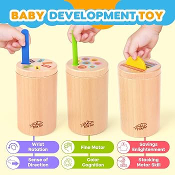 Wooden Montessori Baby Toddler Toys: 3 in 1Learning Fine Motor Skills Juguetes, Educational Color... | Amazon (US)