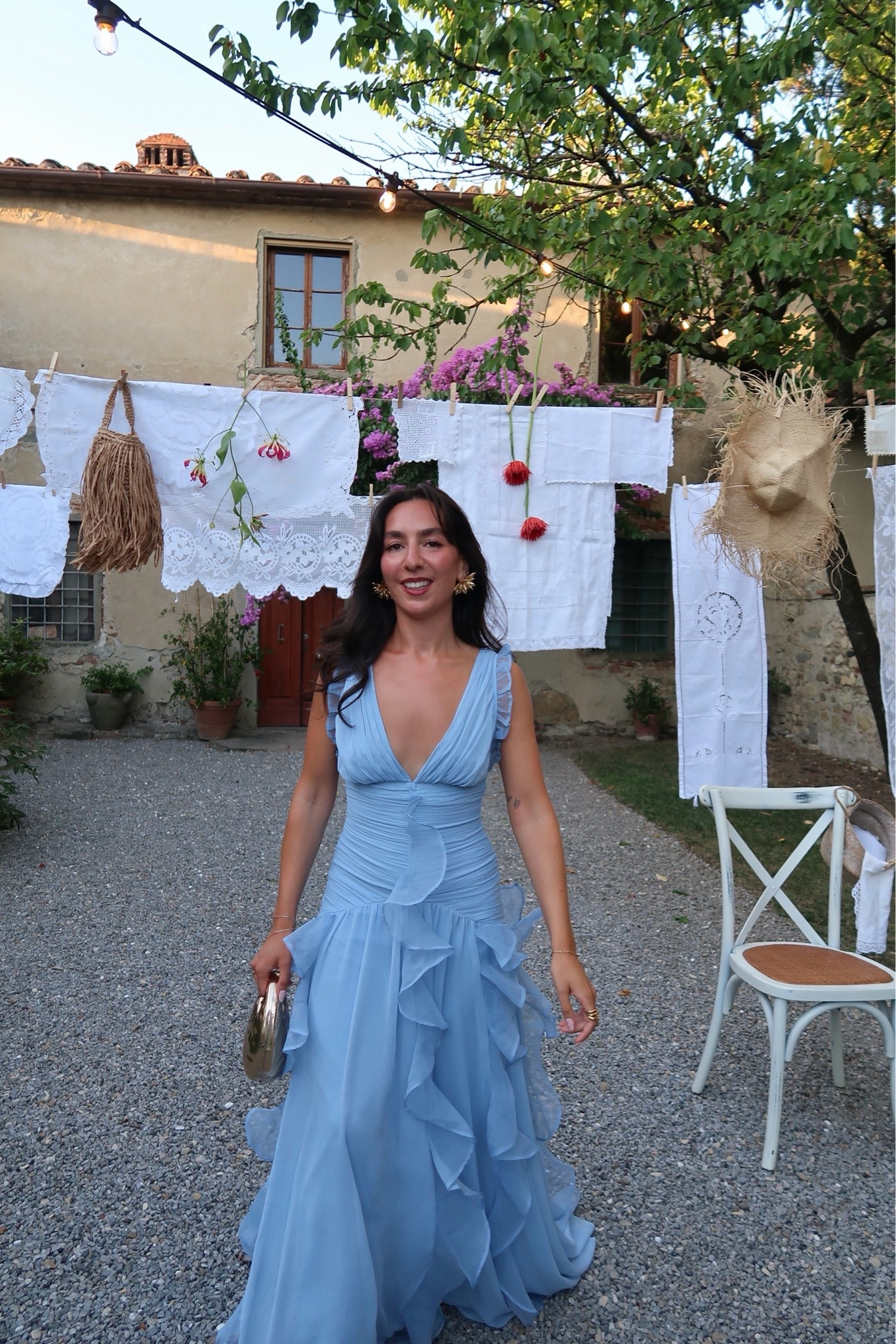 Welcome party outfit, asos blue maxi dress, wedding guest dress, gold statement earrings

#LTKsummer #LTKwedding #LTKdresses