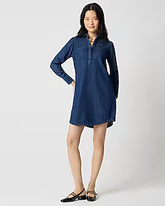 Long-sleeve chambray shirt-dress | J.Crew Factory