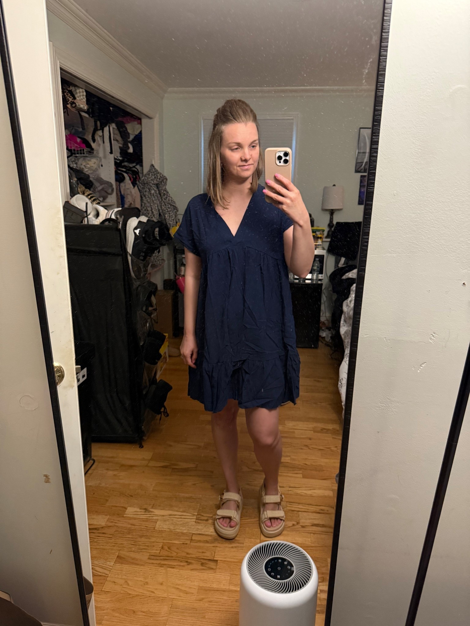 Navy blue summer dress paired with braided platform Steve Madden sandals 

#LTKWorkwear #LTKFindsUnder100 #LTKFindsUnder50