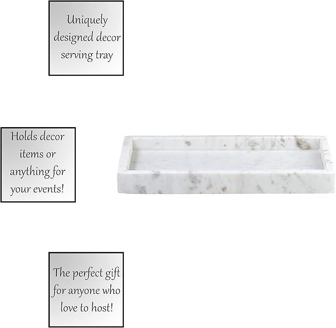 47th & Main Elegant Marble Tray 12 x 6.3-inches, White Rectangle | Amazon (US)