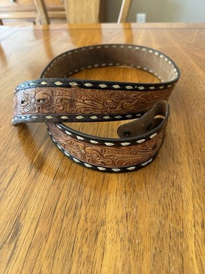 Tony Lama Vintage Tooled Leather Western Belt Size 38 | eBay US