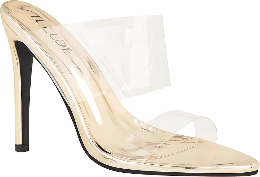 ILLUDE Women’s Clear Pointed Toe Sandals Stiletto Heels Transparent Strap High Heels Slip on Mu... | Amazon (US)