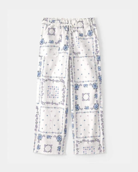OshKosh B'gosh Girls Bandana Floral Drawstring Pants - Blue/Ivory 6-6X Blue/Ivory | Carter's Inc