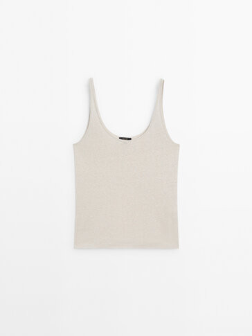 100% linen strappy top | Massimo Dutti US