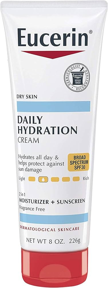 Eucerin Daily Hydration Broad Spectrum SPF 30 Sunscreen Body Cream for Dry Skin, 8 Oz Tube | Amazon (US)