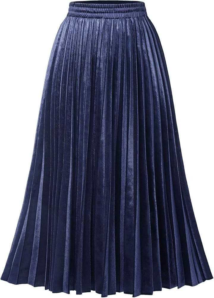 DRESSTELLS Pleated Midi Skirts for Women Midi Long Chiffon High Waisted A Line Skirts Shirring Sw... | Amazon (US)