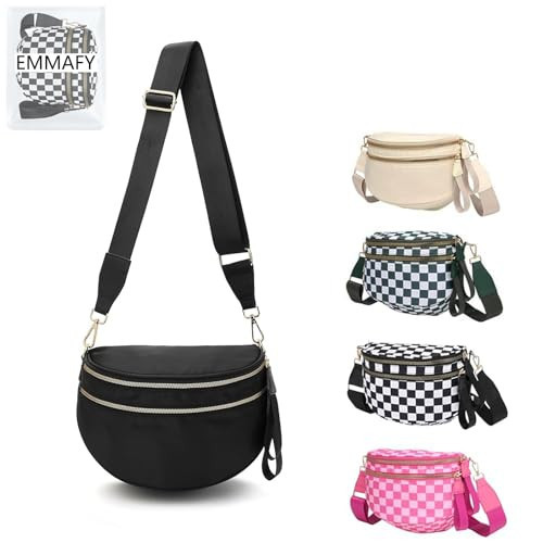 EMMAFY Crossbody Bags For Women,Waterproof Oxford Bum Bag with Adjustable Strap,Large Capacity Travel Purse. (Black) | Amazon (US)