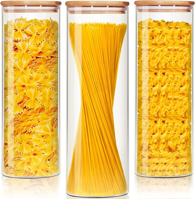 Glass Jars with Bamboo Lids 79 FL OZ [Set of 3], Glass Canisters with Airtight Lids, Glass Food S... | Amazon (US)