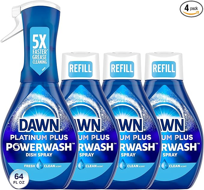 Dawn Platinum Powerwash Dish Spray, Dish Soap Liquid, Fresh Scent Bundle, 1 Spray (16oz) + 3 Refi... | Amazon (US)