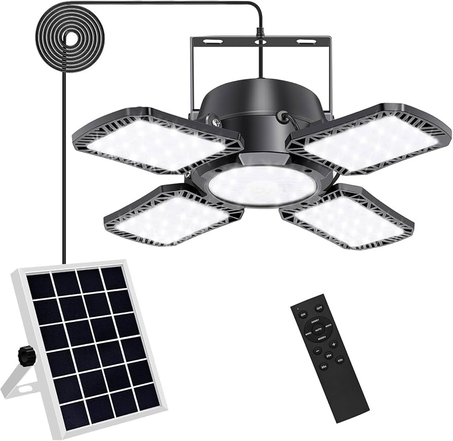 Auzev Solar Shed Light Indoor Outdoor Upgrade 176 LED 4 and 1 Heads Solar Powered Motion Sensor P... | Amazon (US)