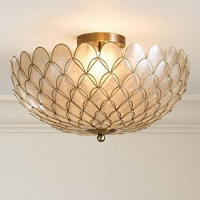 Gold Scallop Capiz Flush Mount (19") | Pottery Barn Teen