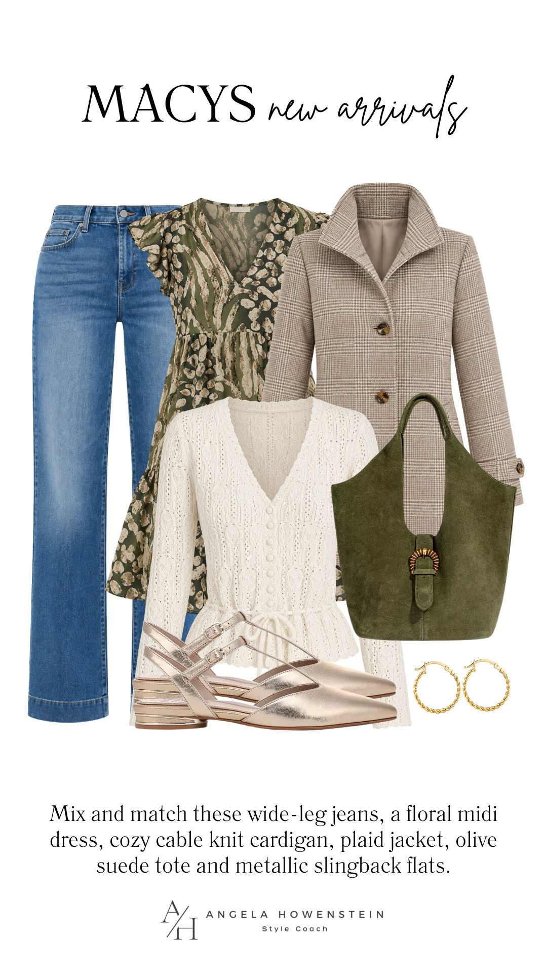 Macy’s new arrivals are full of versatile pieces you’ll wear all season long. Mix and match these wide-leg jeans, a floral midi dress, cozy cable knit cardigan, and plaid jacket for outfits that take you from now through fall.

👩‍💻 LTK PRO TIPS
❤️ Heart = Support my posts ;-)
🔖 Save = Get sale & restock alerts for the things you love!
📋 Lists = Keep favorites organized (List ideas: Christmas, Birthdays, and Vacations!)
📲 Share = Send lists and products to a friend (or your daughters like me).
💬 Comment = Ask me anything, and I’ll answer. ;-) 

 #LTKootd #LTKSeasonal #LTKOver40