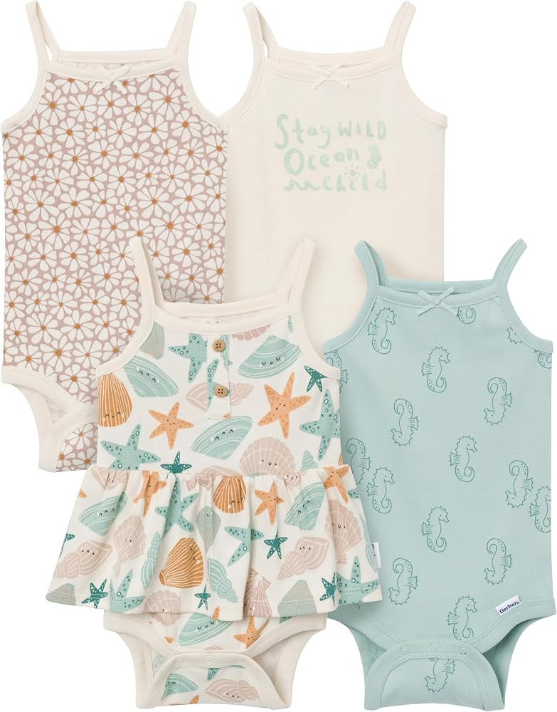 Gerber Baby Girls Multi-Pack Sleeveless Onesies Bodysuit | Amazon (US)