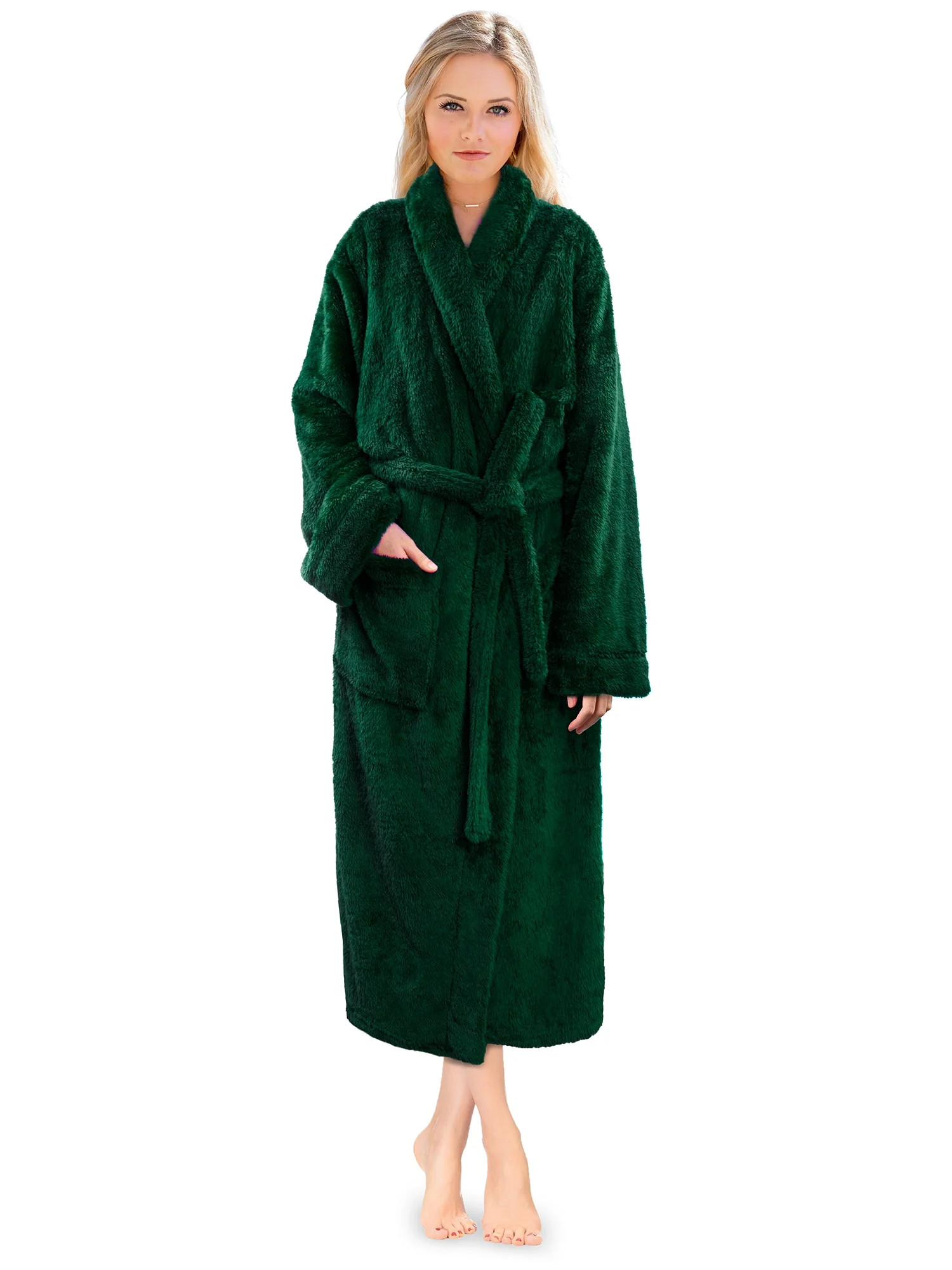 PAVILIA Premium Womens Plush Soft Robe Fluffy, Warm, Fleece Sherpa Shaggy Bathrobe (L/XL, Emerald... | Walmart (US)
