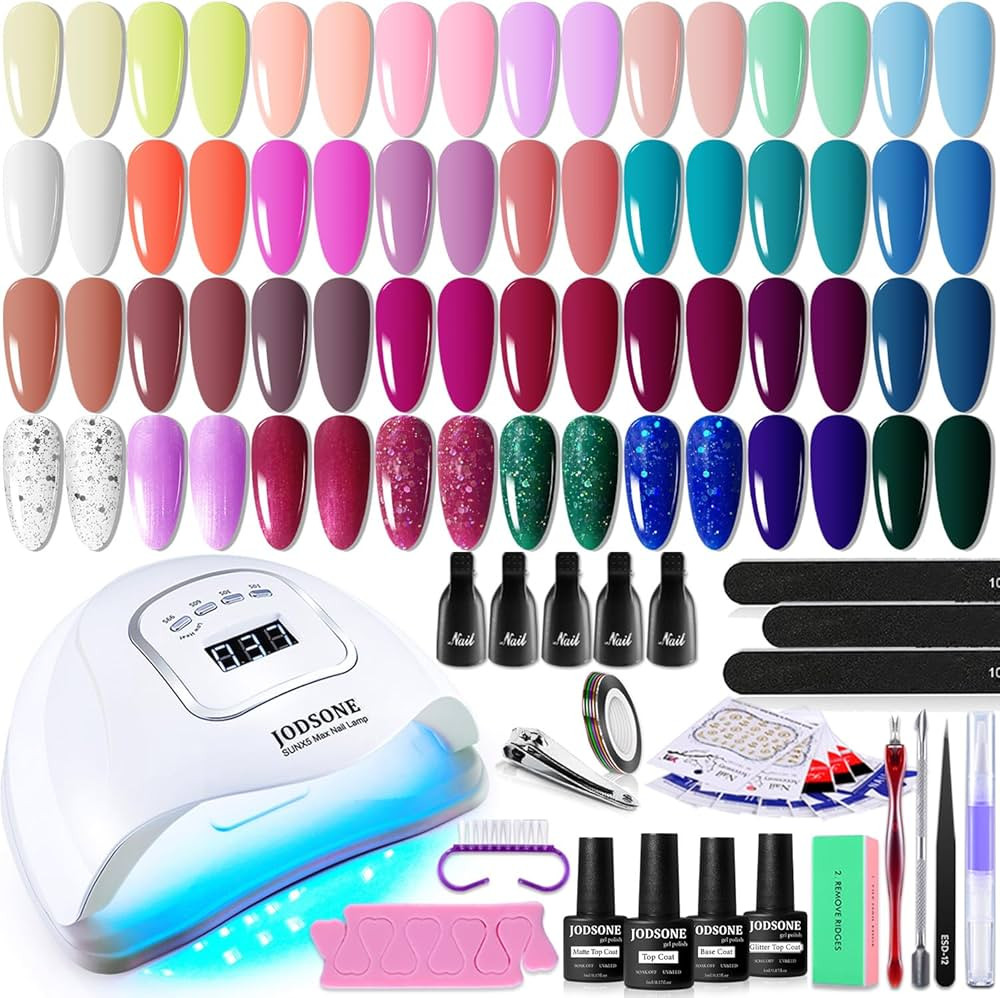 JODSONE Gel Nail Polish Kit with U V Light 32 Colors Gel Polish Set Soak Off Gel Nail Kit Nail Ar... | Amazon (US)