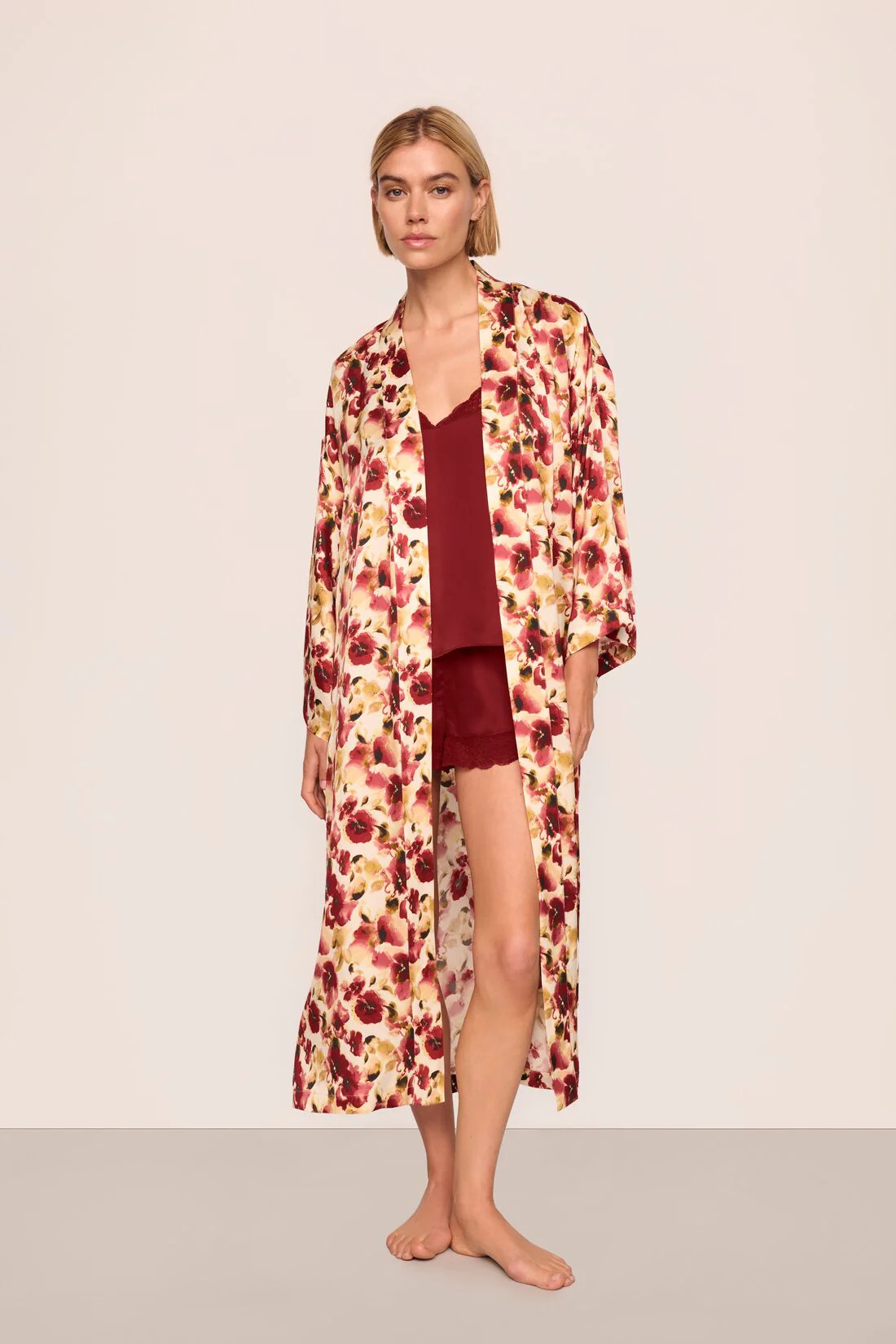 Eberjey x  Lily Aldridge - Inez Washable Silk Printed Robe | Eberjey