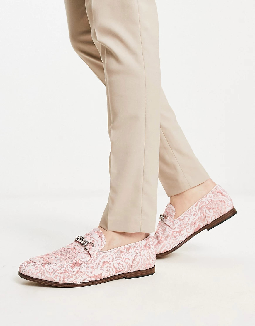 ASOS DESIGN loafers in pink velvet with chain detail | ASOS (Global)
