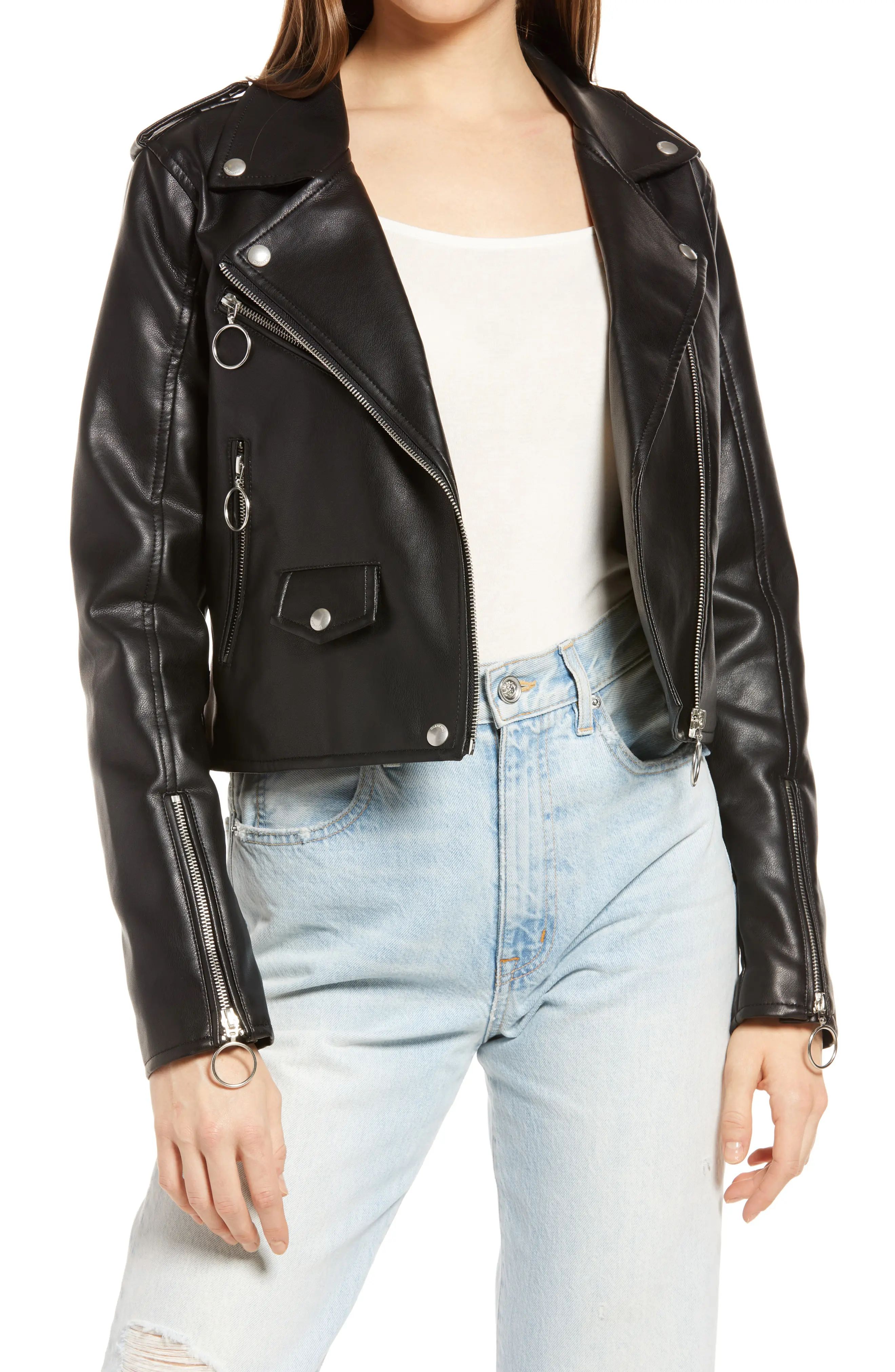 BLANKNYC Faux Leather Moto Jacket, Size Large in Still The One at Nordstrom | Nordstrom