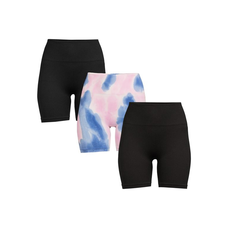 No Boundaries Juniors' Seamless Rib Bike Shorts, 3-Pack | Walmart (US)