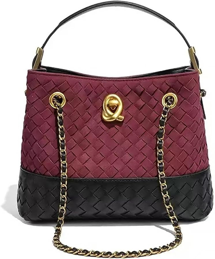 Woven Shoulder Bucket Bag for Women Suede Small Crossbody Bag Trendy Woven Handbag | Amazon (CA)