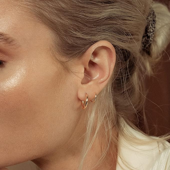 Spiral Hoop Twist Double Earrings – 14K Silver Helix Spiral Earrings, Double Piercing Earrings,... | Amazon (US)