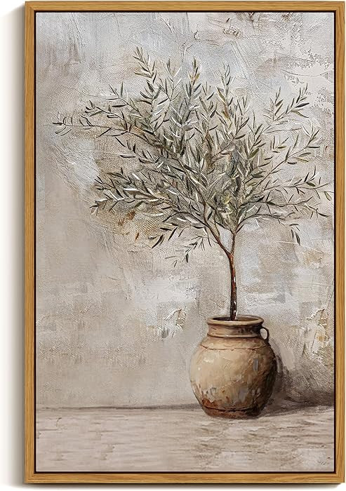 ARPEOTCY Vintage Framed Canvas Wall Art, 16x24 Inch, Large Classic Olive Tree in Vessel Prints fo... | Amazon (US)