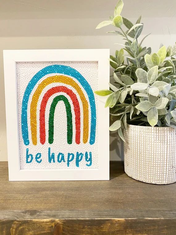 Be Happy Rainbow Diamond Art Kit - Etsy | Etsy (US)