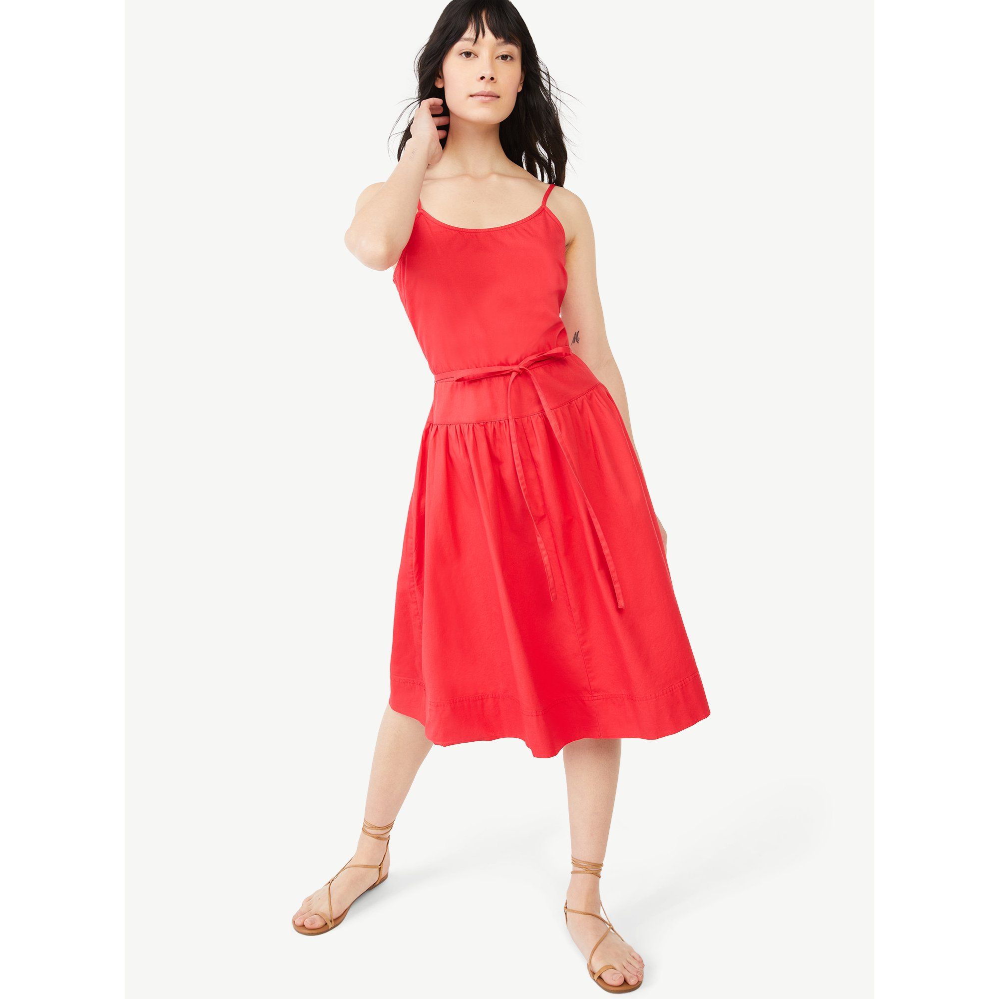 Free Assembly Women's Strappy Tiered Midi Dress | Walmart (US)