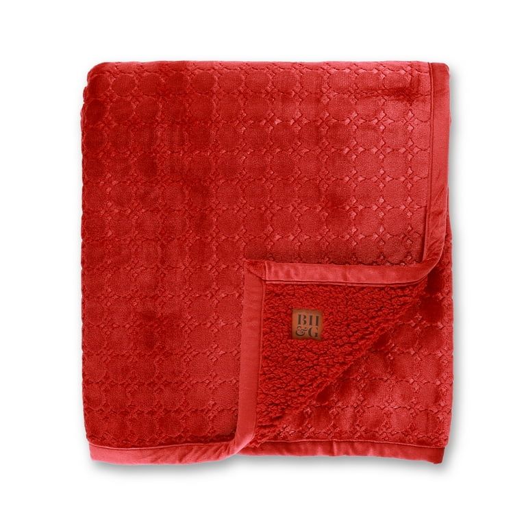 Better Homes & Gardens Red Merlot Embossed Velvet Plush Reverse Sherpa Oversized Throw | Walmart (US)