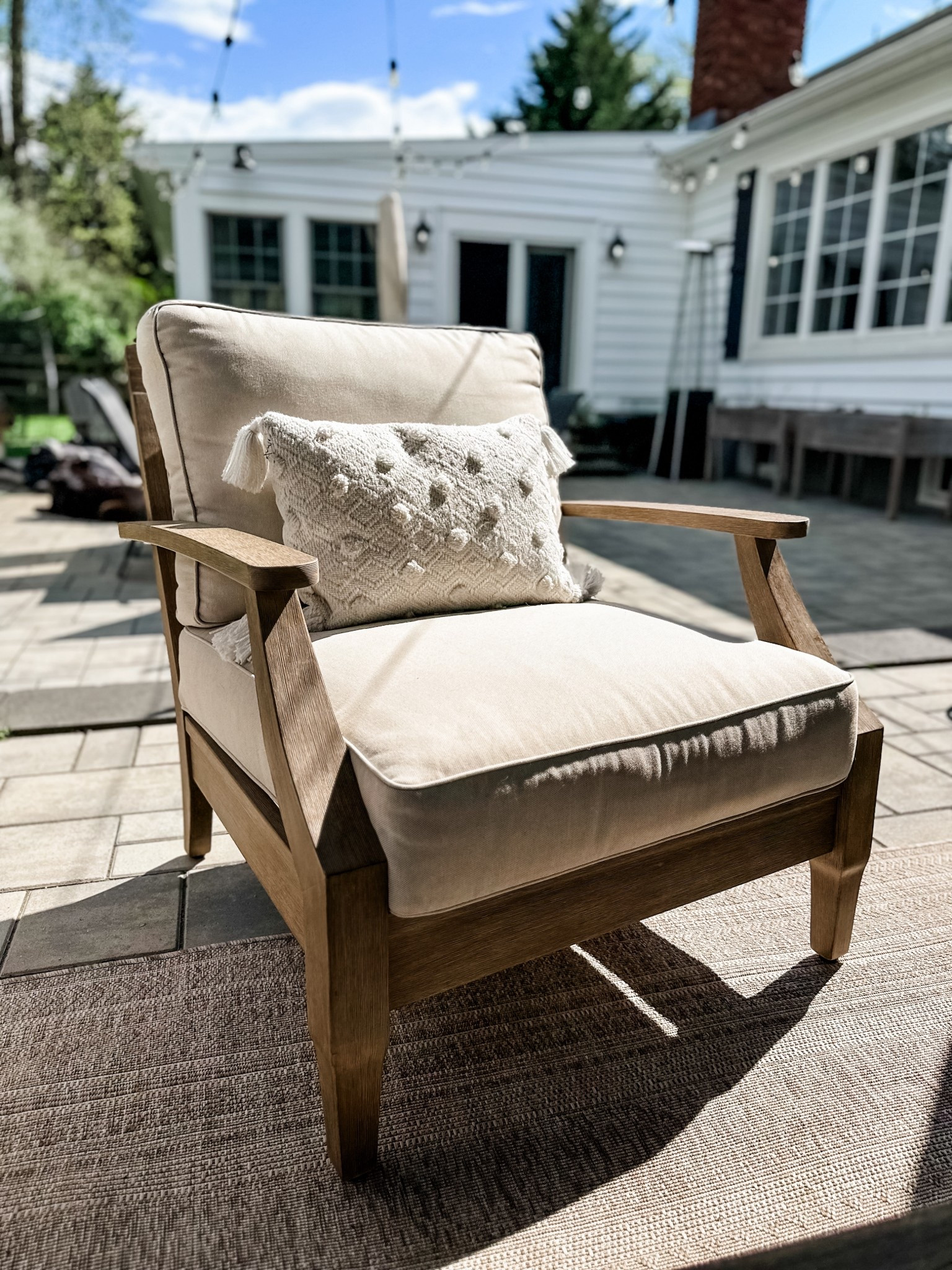I absolutely love this furniture. It’s lasted a few years so far and I did stain pretreat it the same way I did my stools. The main reason we love it is bc it’s not only beautiful but it’s SO sturdy and comfy. The cushions are legit and we have a lot of big mean in our life and it’s perfect for them! Cleans easily too! Cushions are not attached.


#LTKdayinmylife #LTKSeasonal #LTKHome