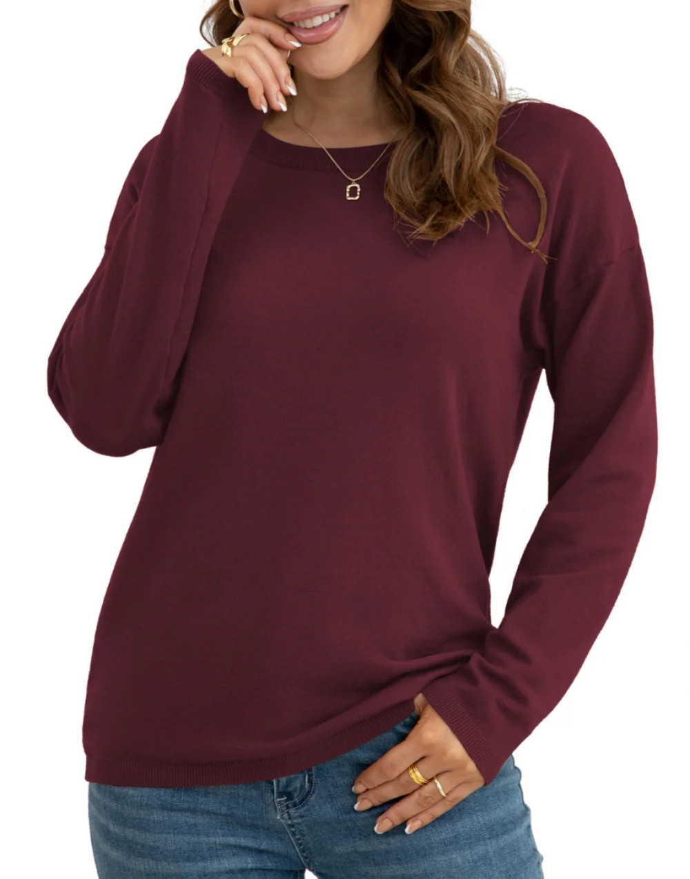 Asklazy Women's Pullover Sweaters Long Sleeve Print Knitted Crew Neck Sweater Tops（a Little Run... | Walmart (US)