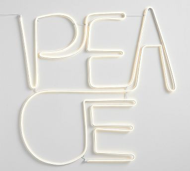 Light Up Peace Sentiment Wall Art | Pottery Barn | Pottery Barn (US)
