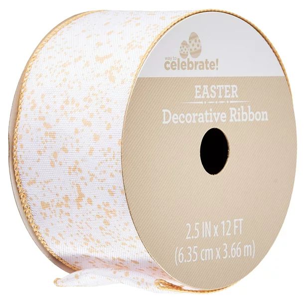Way To Celebrate Easter Decorative Ribbon, Gold Speckle, 2.5" x 12' | Walmart (US)