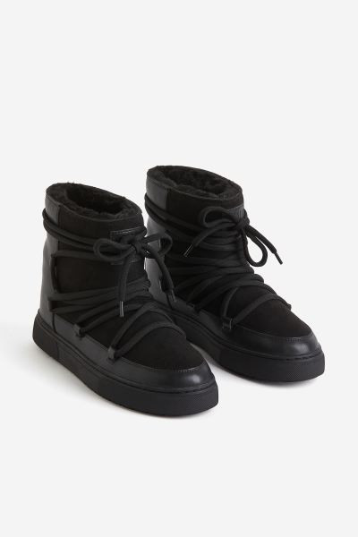 Padded boots met vetersluiting - Zwart - DAMES | H&M NL | H&M (DE, AT, CH, NL, FI)