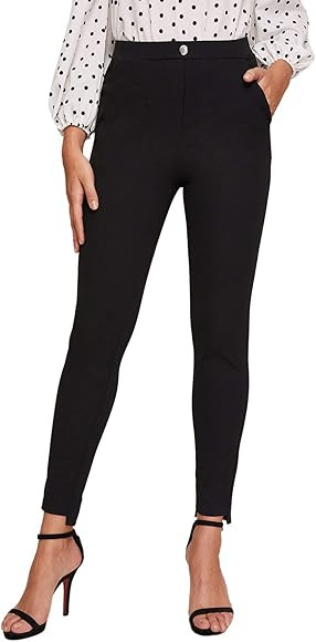 SweatyRocks Women's Casual Skinny Leggings Stretchy High Waisted Work Pants | Amazon (US)