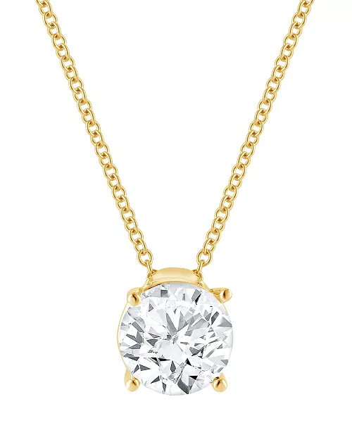 Badgley Mischka Certified Lab Grown Diamond Solitaire Pendant Necklace (1 ct. t.w.) in 14k White ... | Macy's