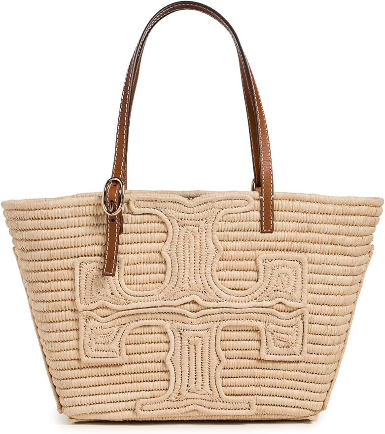 Tory Burch Women's Ella Structured Straw Small Tote | Amazon (US)
