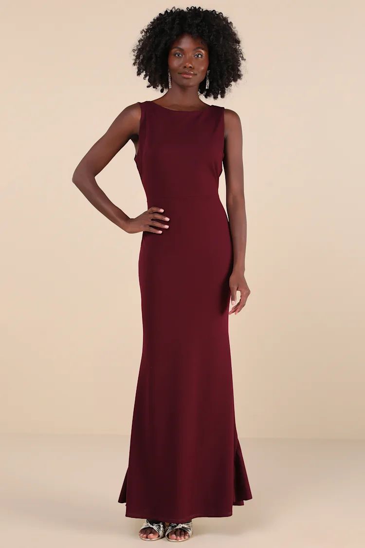 Exquisite Refinement Plum Purple Backless Bow Ruffled Maxi Dress | Lulus