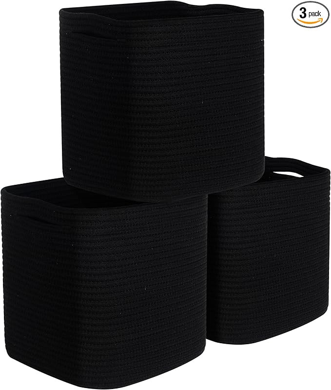 MINTWOOD Design 3-Pack 11x11 Inch Cube Storage Bin, Woven Organizer, Closet Cute Square Bins, Dec... | Amazon (US)