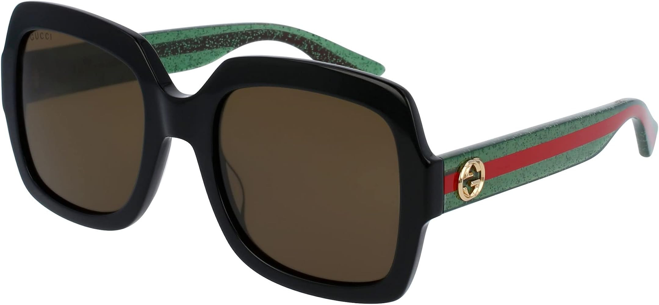Gucci Square Sunglasses for womens GG0036SN 002 Black/Green/Red 54mm 0036 | Amazon (US)